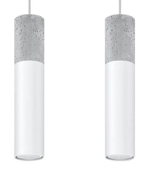 Skandynawska LAMPA wisząca SL.0648 loftowa OPRAWA metalowy ZWIS tuby beton białe
