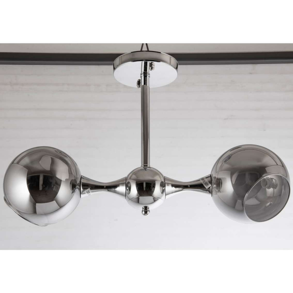 Modernistyczna lampa sufitowa VEN C854-2 szklane klosze chrom przydymione
