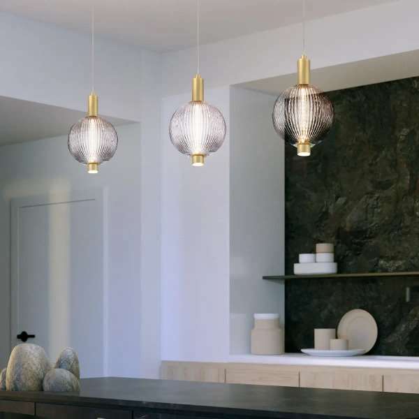 Okrągła lampa wisząca Palmas QN-PALMAS-1MP-BG LED 12W 3000K złota