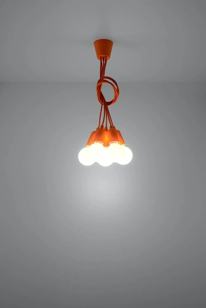 Wisząca LAMPA industrialna SL.0586 kable OPRAWKA pająk ZWIS kable przewody pomarańczowa
