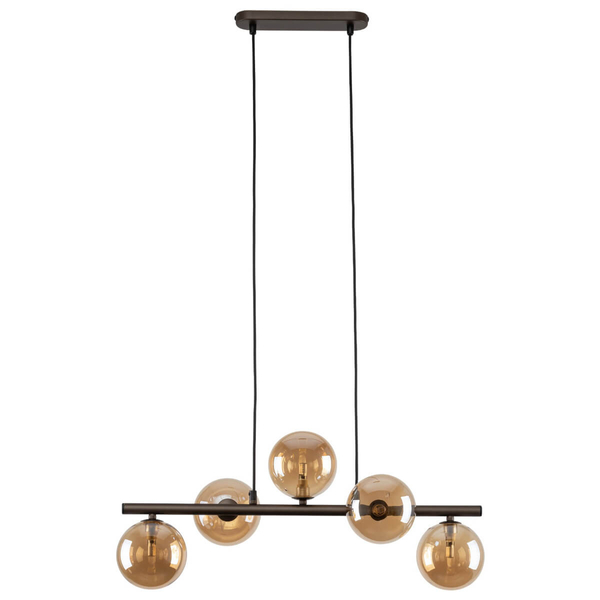Lampa wisząca na listwie Estera 6105 bańki bursztynowa brązowa