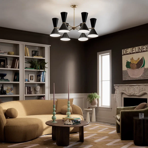 Wielopunktowy żyrandol Phix KL-PHIX-6-CBB na korytarz metalowy czarny