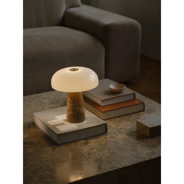 Stołowa lampka nocna Glossy 2520015009 marmurowa beżowa biała