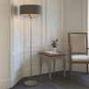 Stojąca lampa z abażurem Highclere 94378 Endon klasyczna szara nikiel