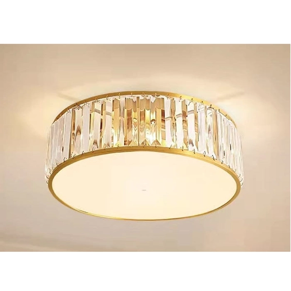 Okrągły plafon kryształowy CGVET natynkowa lampa mosiężna glamour