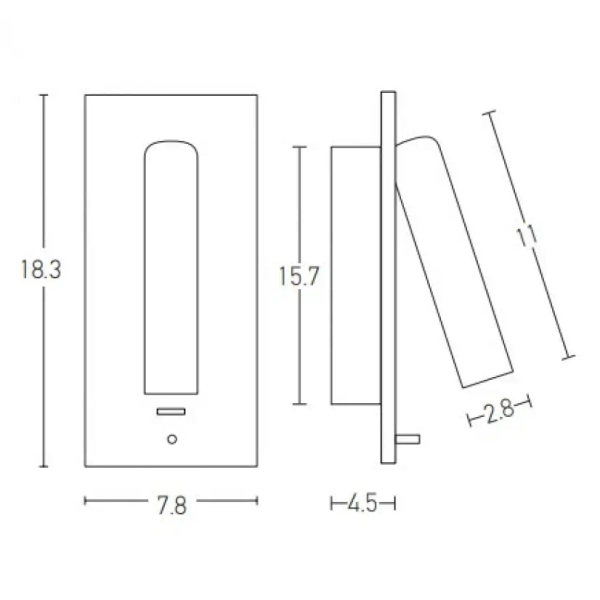 Ścienny metalowy kinkiet H67 LED 3W 3000K wejście USB mosiądz
