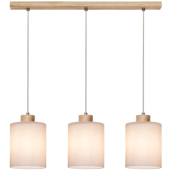 Skandynawska lampa wisząca ZEFIR 111860374 loftowa szklany biały drewno