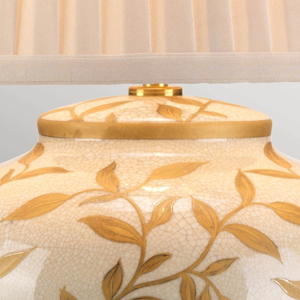 Stołowa lampa Leaves Brown LEAVES-BR-GL-TL Elstead porcelana brązowy złoty beż