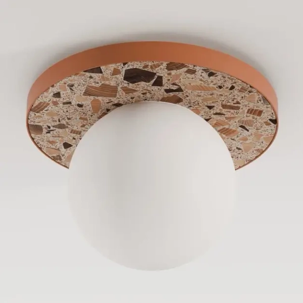 Kulista lampa sufitowa LEGRA 31408115 kulista lastriko IP44 brązowa biała