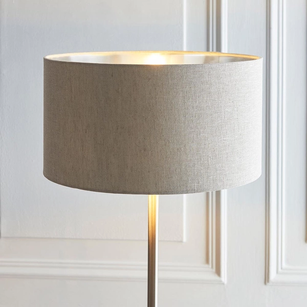 Abażurowa lampa stojąca Highclere 112232 tkaninowa brązowa chrom