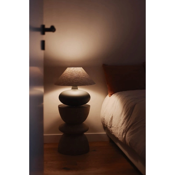 Lampa na stolik abażurowa SAWA 41130107 Kaspa do salonu czarny szary len