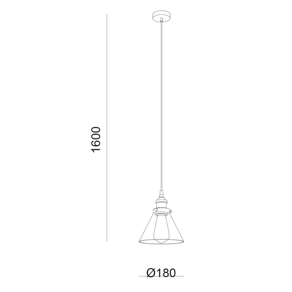 Industrialna LAMPA wisząca GETAN MDM-2564/1 Italux szklana OPRAWA stożek ZWIS okrągły conrad francis przezroczysty