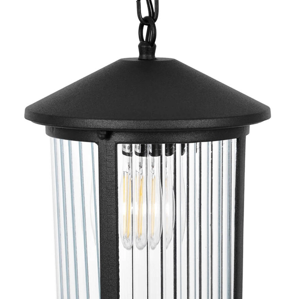 Wisząca lampa tarasowa Miami K-8221 IP44 lampion szklana metalowa czarna