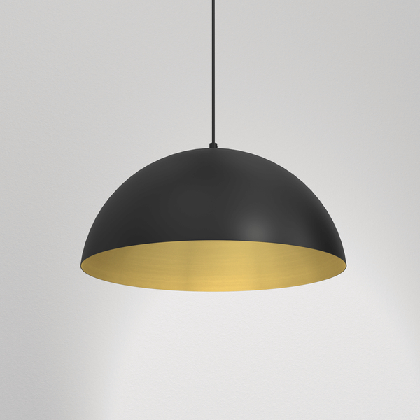 Industrialna lampa wisząca Beta okrągła do holu czarna złota
