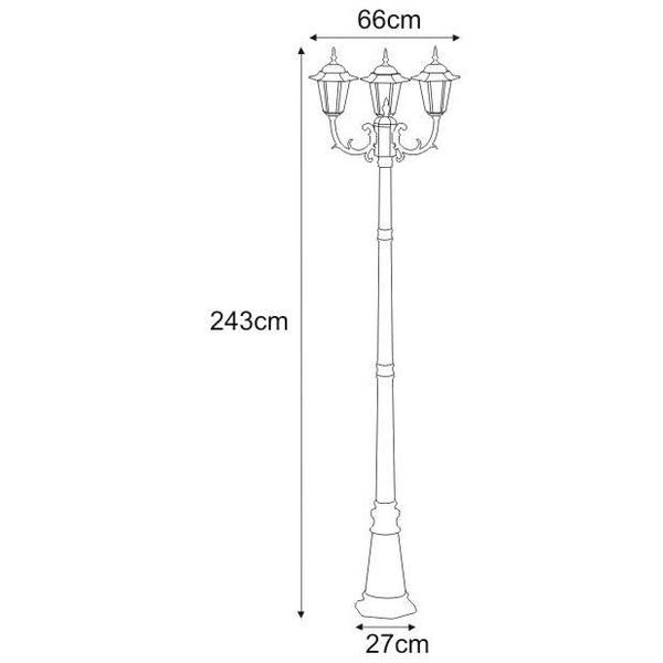 Zewnętrzna LAMPA stojąca Standard K-7009A2/3 czarny Kaja metalowa OPRAWA klasyczna latarnia do ogrodu masztowa IP44 czarna