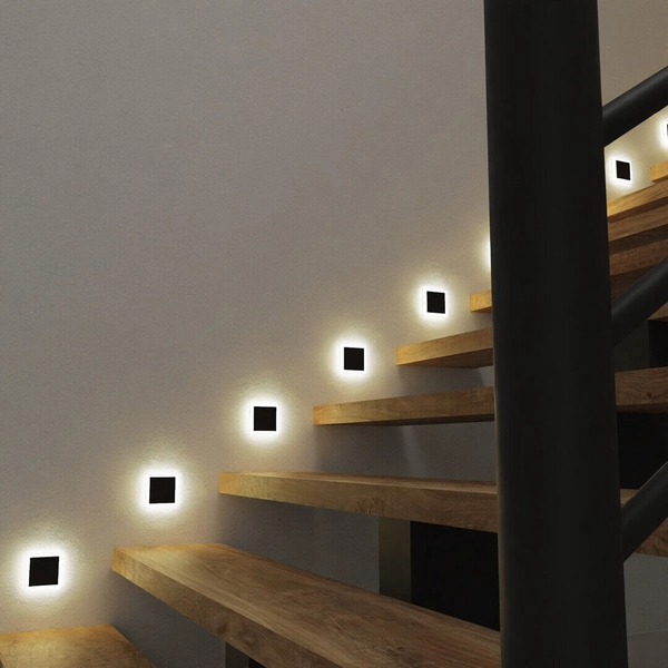 Lampa naścienna Evo EKS681 LED 0,6W 3000K przyschodowa czarny biały