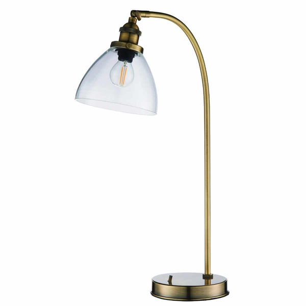 Stołowa lampka na biurko Hansen 77859 Hanson Endon szklana mosiądz