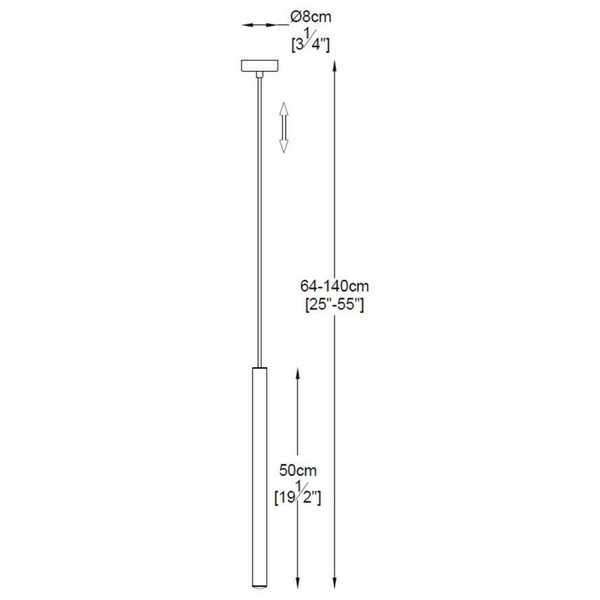 Minimalistyczna lampa zwis LOYA P0461-01A-K4K4 LED 5W 3000K tuba złoty