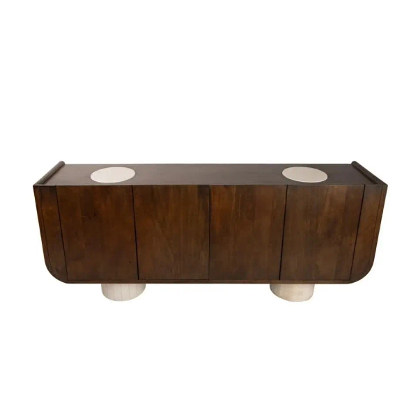 Szafka niska PAGODA MM001501100408 brązowa drewniana dekor marmuru 180cm