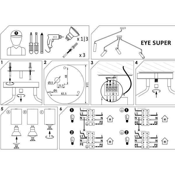LAMPA sufitowa EYE SUPER 6504 Nowodvorski metalowa OPRAWA tuby regulowane na wysięgnikach czarna