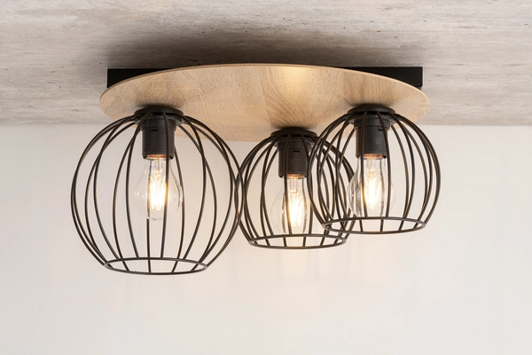 Lampa sufitowa Cyber 32356 druciak do przedpokoju czarny drewno