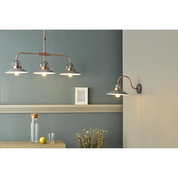 Wisząca lampa retro Liden LID0339 potrójna grafitowy miedziany