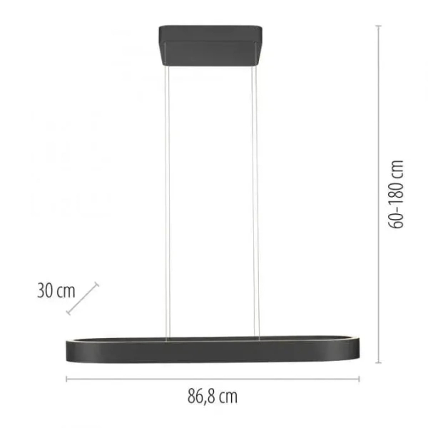 Lampa wisząca opuszczana góra-dół Q-STRETTO czarna 2688-18 2x76W 2200-5000K CCT