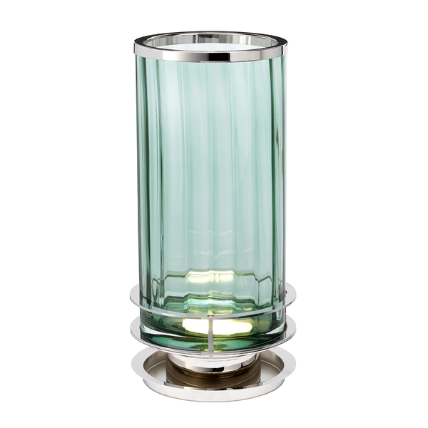 Niklowa lampa stołowa QN-ARNO-GREEN-PN szklana zielona