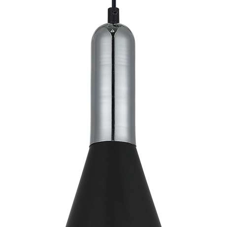 Loft LAMPA wisząca KHALEO MDM-3030/1 BK+CR Italux stożek OPRAWA metalowa ZWIS industrialny chrom czarny