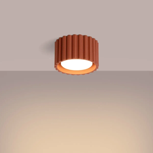 Plafon okrągły AURA SL.1802 ryflowany metalowy terakota