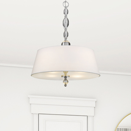 Abażurowa LAMPA wisząca CANCUN P04981WH Cosmolight glamour zwis z kryształkami biały