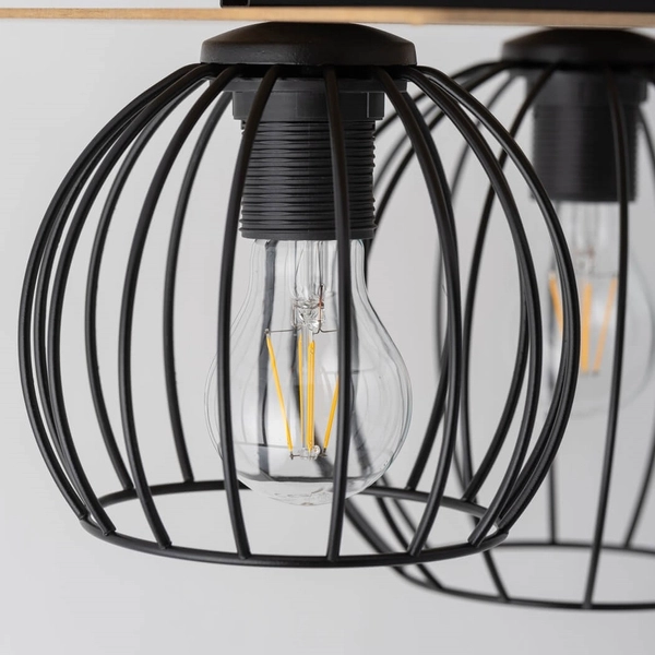 Lampa sufitowa Cyber 32356 druciak do przedpokoju czarny drewno