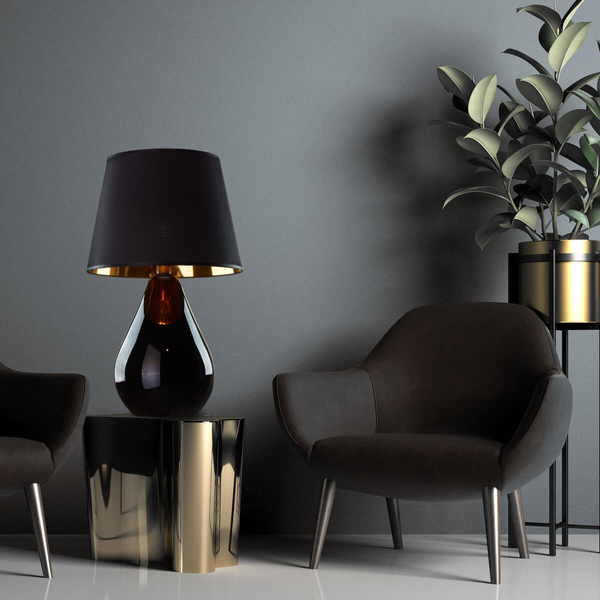 Klasycza lampka nocna LACRIMA 5454 TK Lighting tkaninowa czarna złota