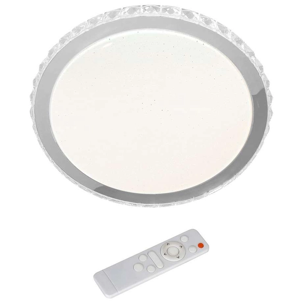 Plafon LAMPA sufitowa LAYLA ML4222 Milagro okrągła OPRAWA glamour z pilotem LED 33W 3000K – 6000K kryształki białe chrom