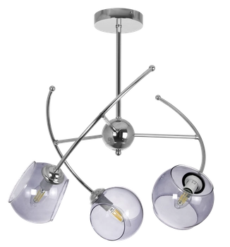 Modernistyczna lampa sufitowa VEN 2690/3 szklana chrom przydymiona