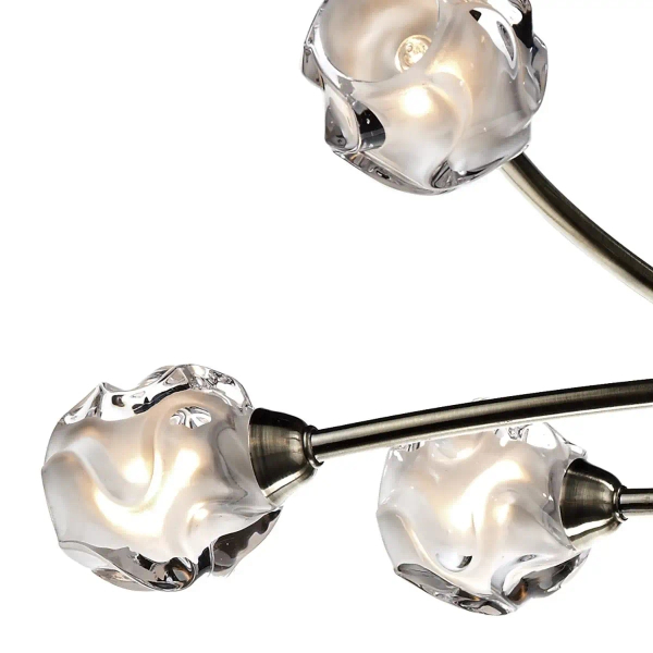 Lampa sufitowa SEATTLE mosiądz metalowa szklana antyczna 6-punktowa G9 do sypialni SEA0875