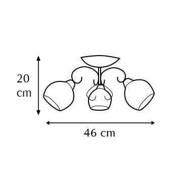 Antyczna lampa sufitowa 8875/3 21QG szklana mosiądz