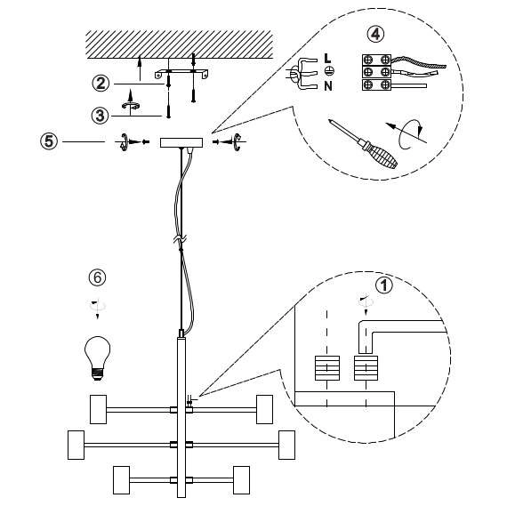 Loftowa LAMPA wisząca LEANNE 21421/06/30 Lucide metalowa OPRAWA zwis czarny