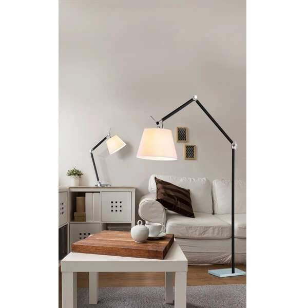 Gabinetowa lampa stojąca Zyta AZ1848+AZ2599 Azzardo z abażurem czarna biała