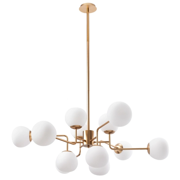 Modernistyczny zwis ERICH MOD221PL-12G Maytoni molekuły szklane kule białe mosiądz