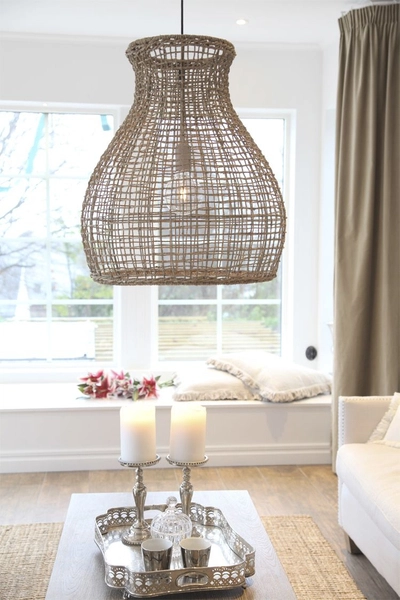 Ekologiczna lampa wisząca Seagrass kuchenna nad stół beż