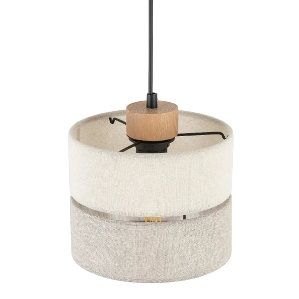 Ekologiczna lampa zwisająca Eco 5770 tuba sosna lniany beżowy