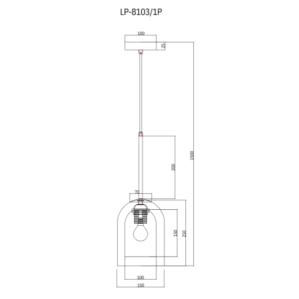 Wisząca lampa nad stół Elaris LP-8103/1P AM szklana bursztynowa czarny