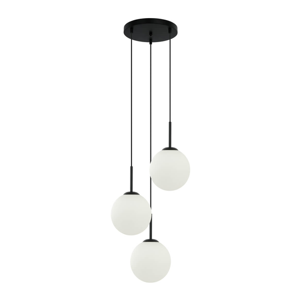 Potrójna lampa wisząca Deore PND-5578-3S-BK Italux kule czarny biały