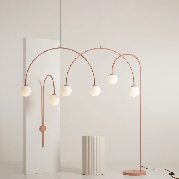 Podłogowa lampa kulista Una 1116A11 Aldex ball beżowa biała