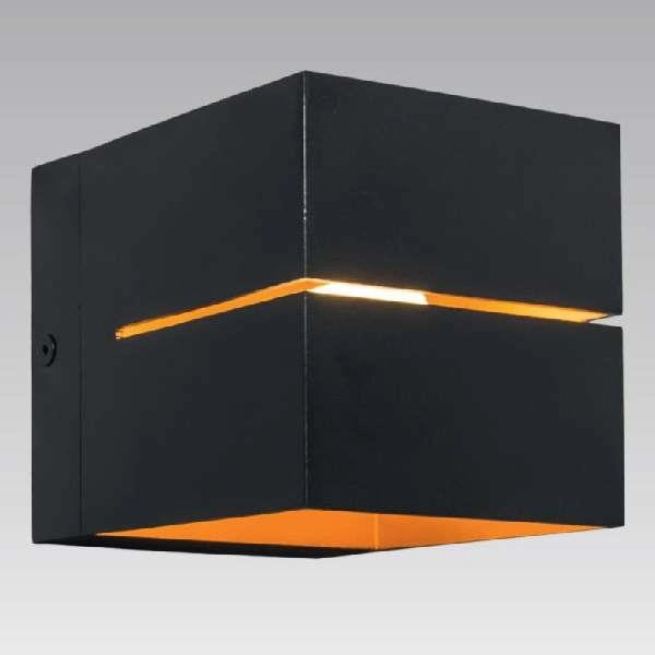 Kinkiet metalowy Transfer nowoczesna kostka czarna złota