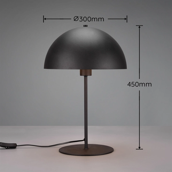 Stołowa lampka grzybek NOLA 506290132 metalowa z wtyczką czarna