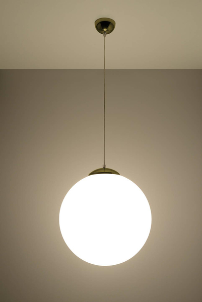 Skandynawska LAMPA wisząca SL.0717 szklana OPRAWA loftowy ZWIS kula biała złota