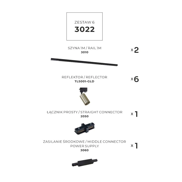 Zestaw szynoprzewodów jednoobwodowych 3022 industrialny złoty