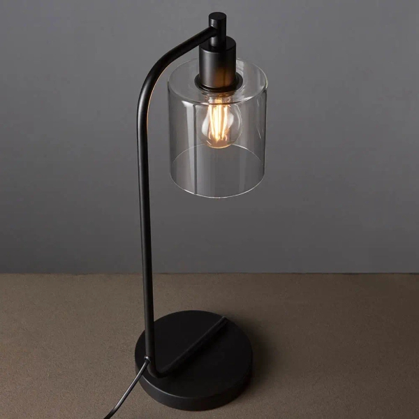 Stołowa lampa Toledo 95457 szklana czarny przezroczysty